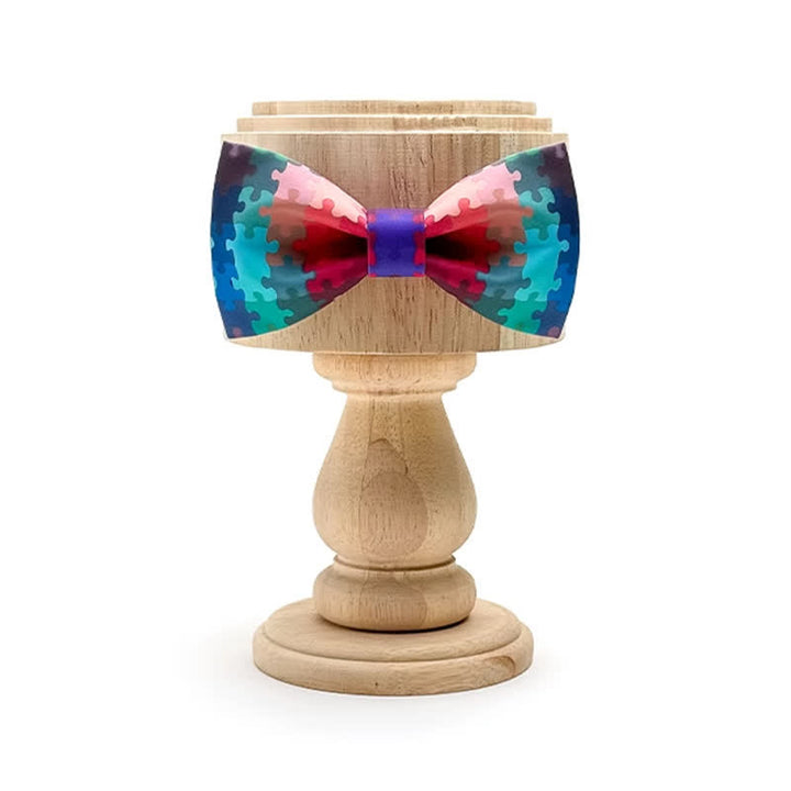 Men's Current Multicolored Puzzle Printing Bow Tie - image 2