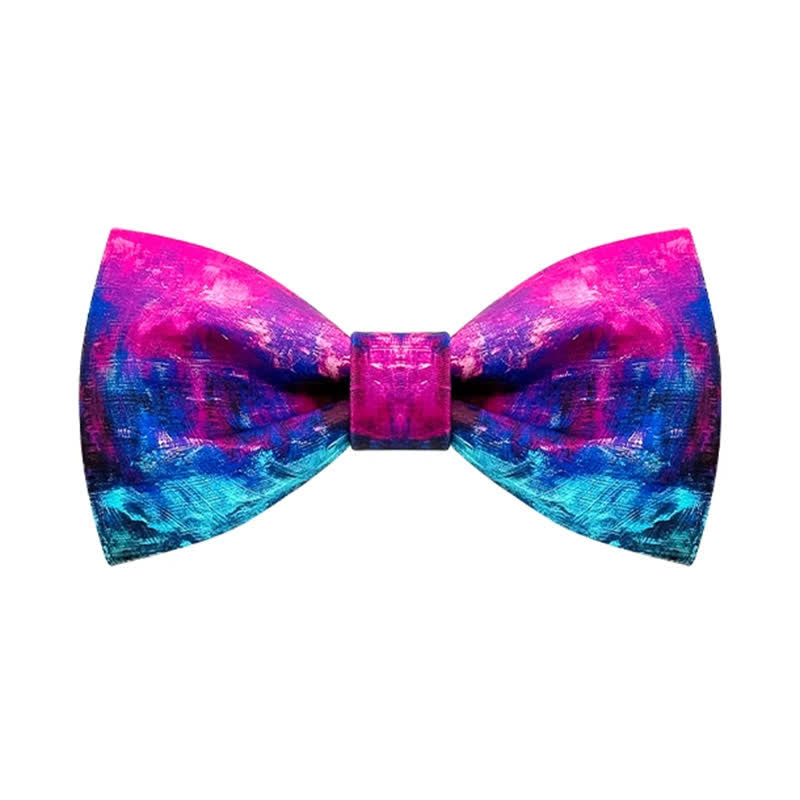 Men's Fantastic Purple & Blue Oil Painting Bow Tie - Purple & Blue - image 0