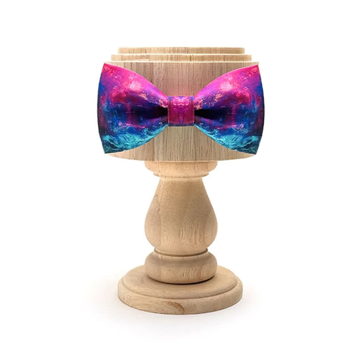 Men's Fantastic Purple & Blue Oil Painting Bow Tie - image 2