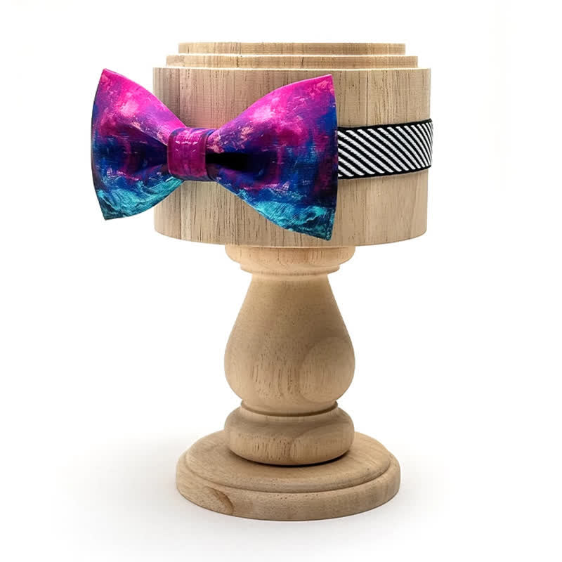 Men's Fantastic Purple & Blue Oil Painting Bow Tie - image 1