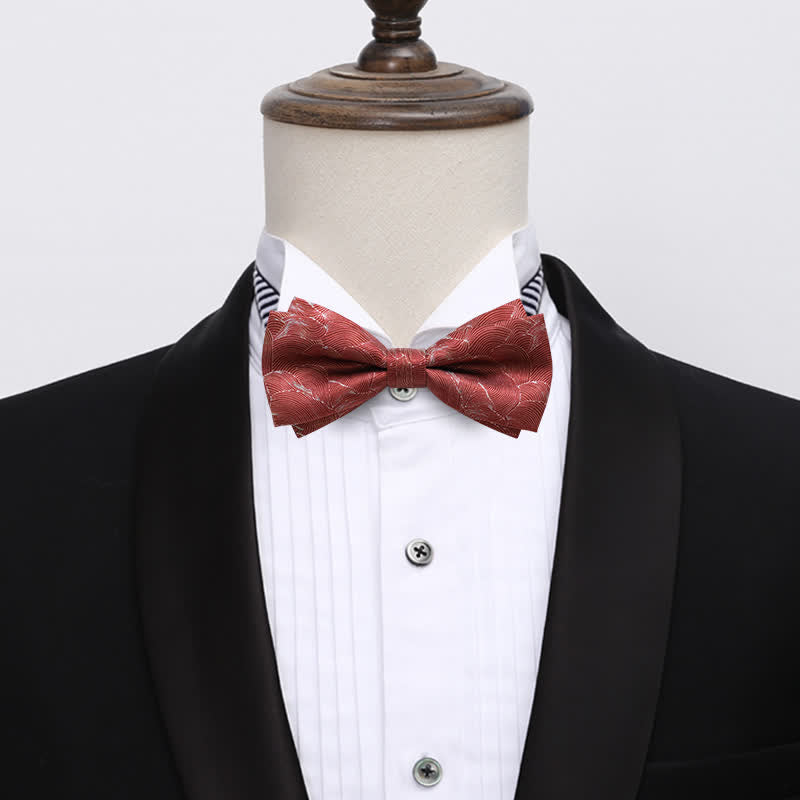 Men's Red Wave Printed Formal Wedding Bow Tie - image 1