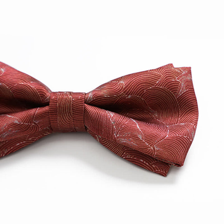 Men's Red Wave Printed Formal Wedding Bow Tie - image 2