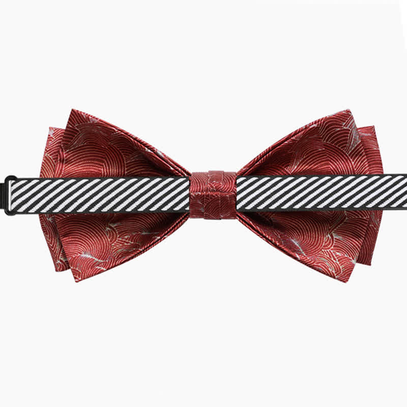 Men's Red Wave Printed Formal Wedding Bow Tie - image 5