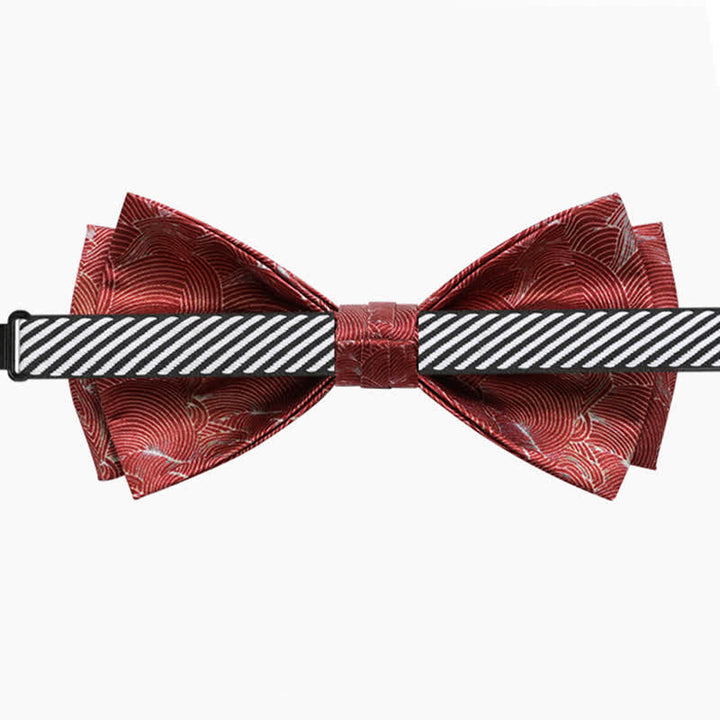 Men's Red Wave Printed Formal Wedding Bow Tie - image 5