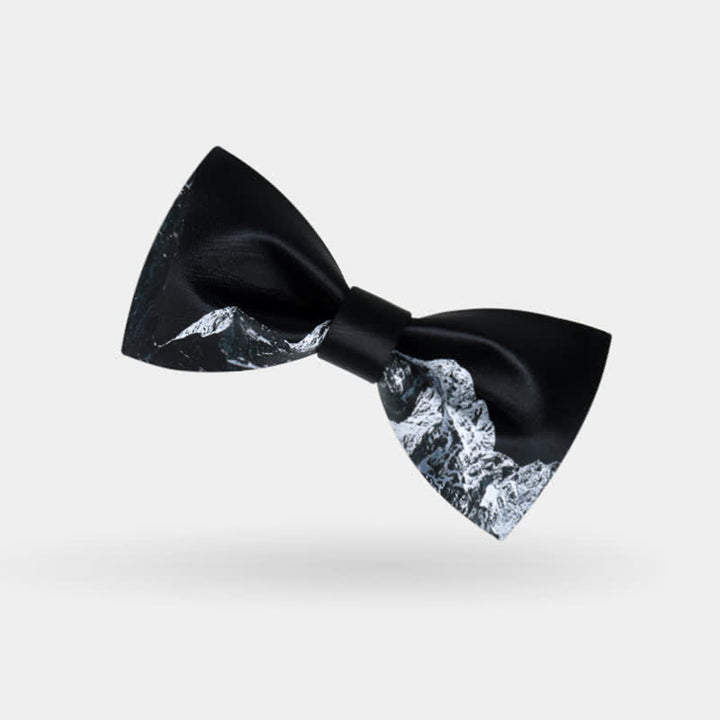 Men's Black & White Snow Mountain Print Bow Tie - image 1