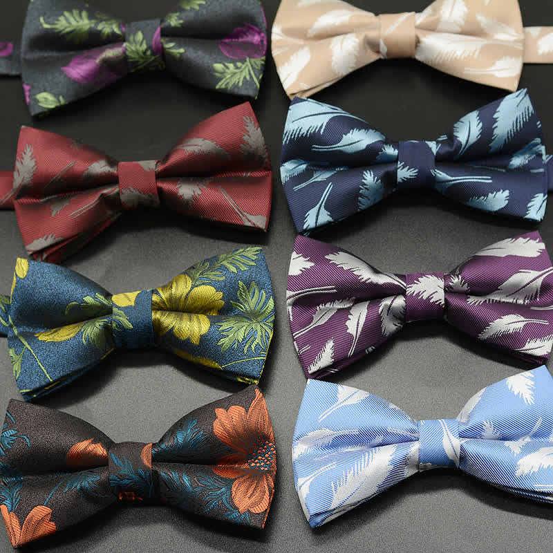 Men's Feather Floral Pattern Casual Daily Bow Tie - image 1