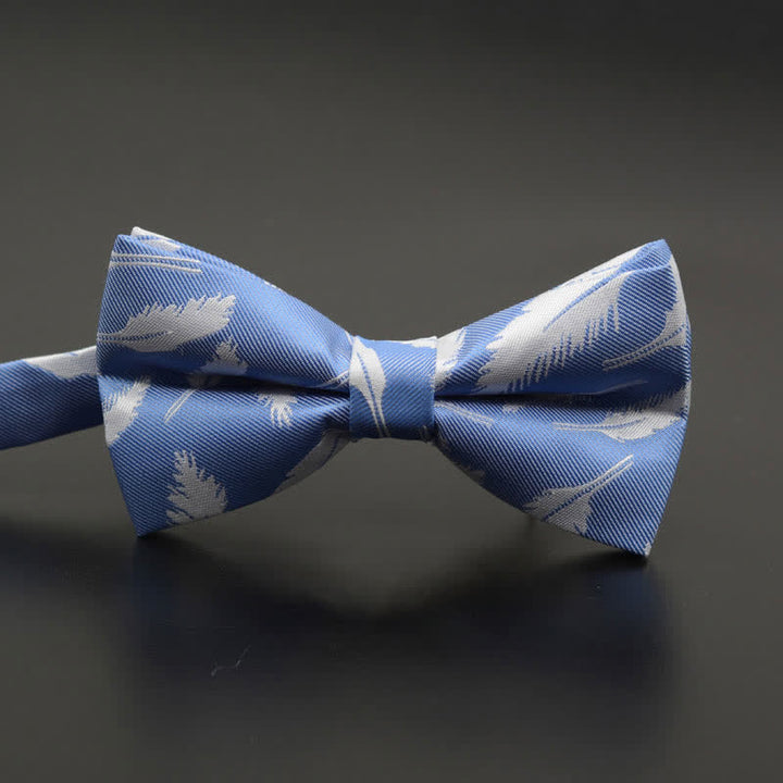 Men's Feather Floral Pattern Casual Daily Bow Tie - SkyBlue Feather - image 9