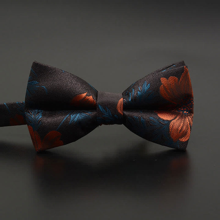 Men's Feather Floral Pattern Casual Daily Bow Tie - Brown Flower - image 14