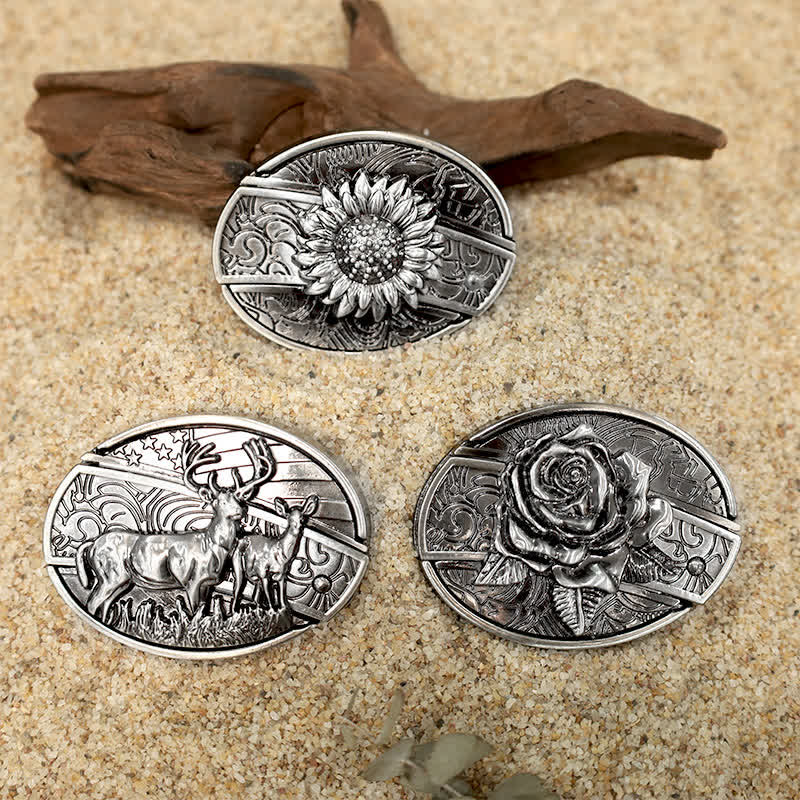 Flower Deer DIY Hidden Folding Knife Leather Belt Buckles Bundle Set - Bundle Set - image 0