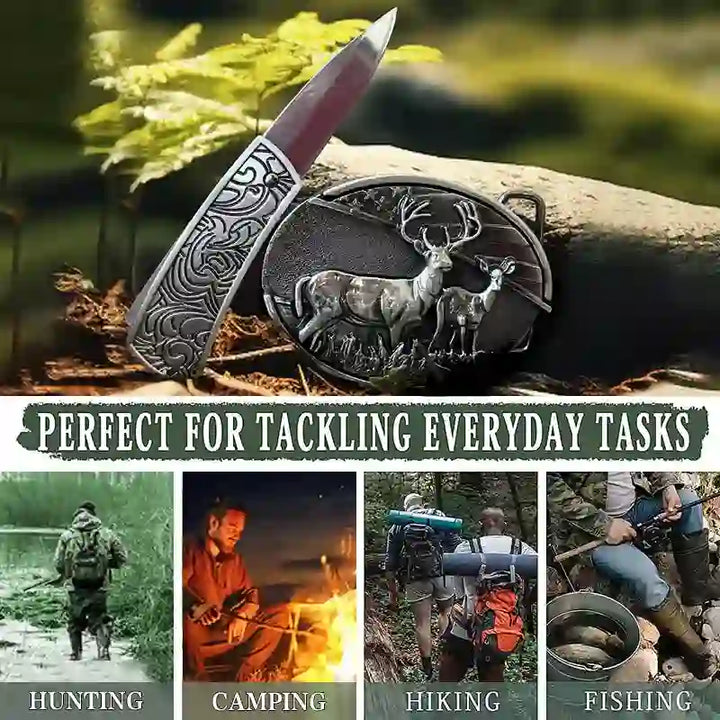 Flower Deer DIY Hidden Folding Knife Leather Belt Buckles Bundle Set - image 4