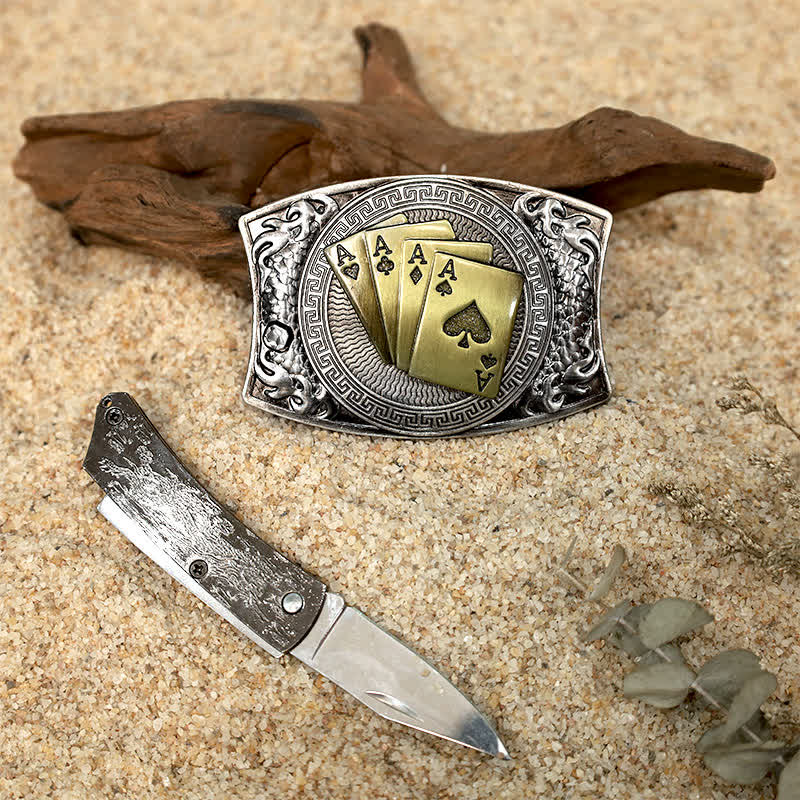 Personality DIY Hidden Folding Knife Leather Belt Buckles Bundle Set