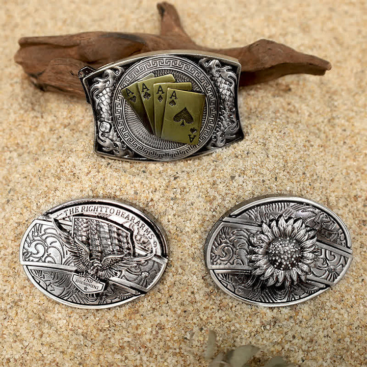 Personality DIY Hidden Folding Knife Leather Belt Buckles Bundle Set