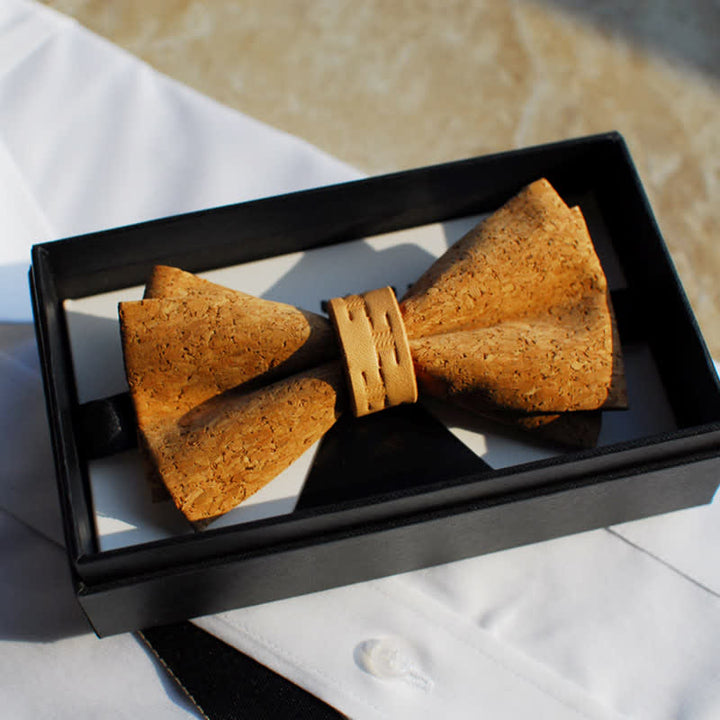 Men's Natural Series Imitaion Wood Leather Loop Bow Tie - Style #1 - image 0