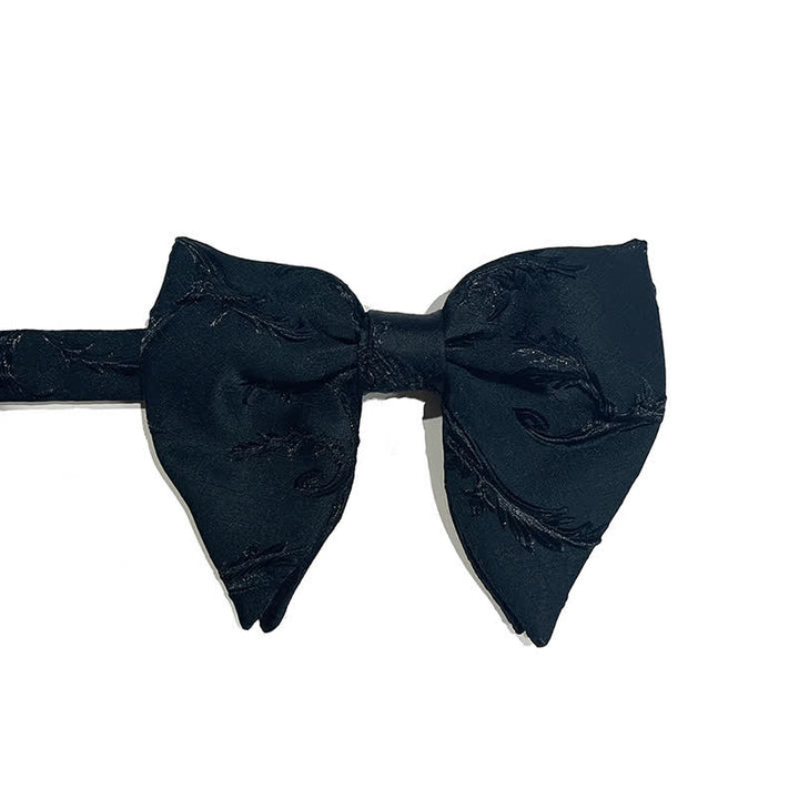 Men's Classical Floral Jacquard Oversized Pointed Bow Tie - Black - image 4