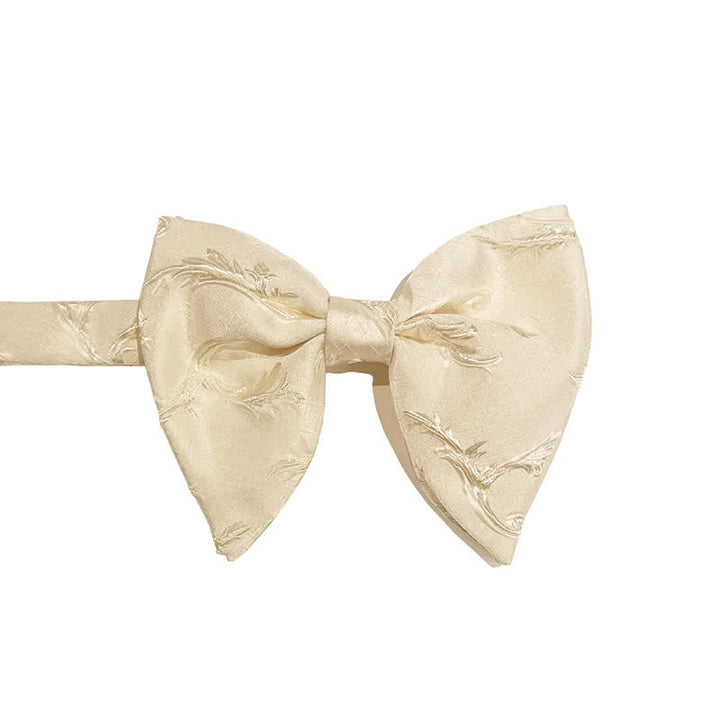 Men's Classical Floral Jacquard Oversized Pointed Bow Tie - Ivory - image 0