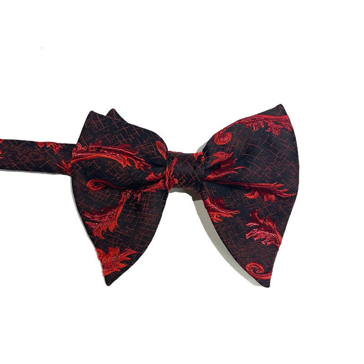 Men's Classical Floral Jacquard Oversized Pointed Bow Tie - Burgundy - image 5