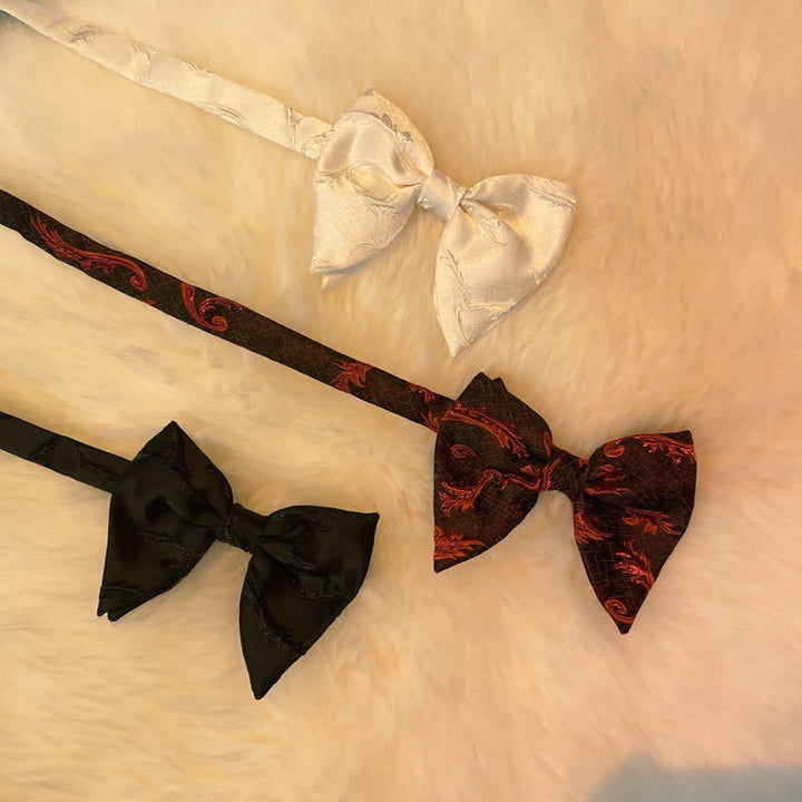Men's Classical Floral Jacquard Oversized Pointed Bow Tie - image 1