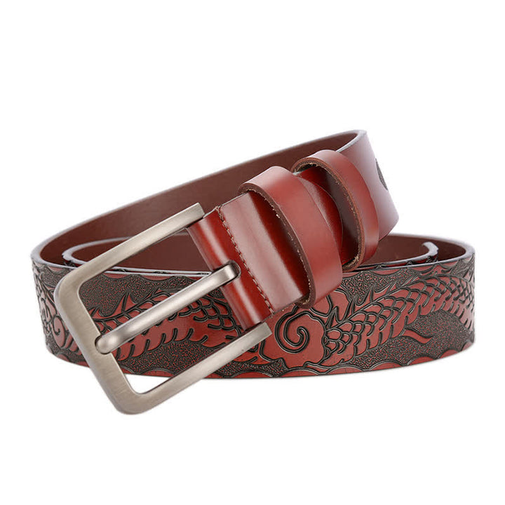 Men's Punk Dragon Embossed Pattern Leather Belt - image 11