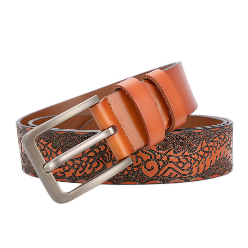 Men's Punk Dragon Embossed Pattern Leather Belt - image 2