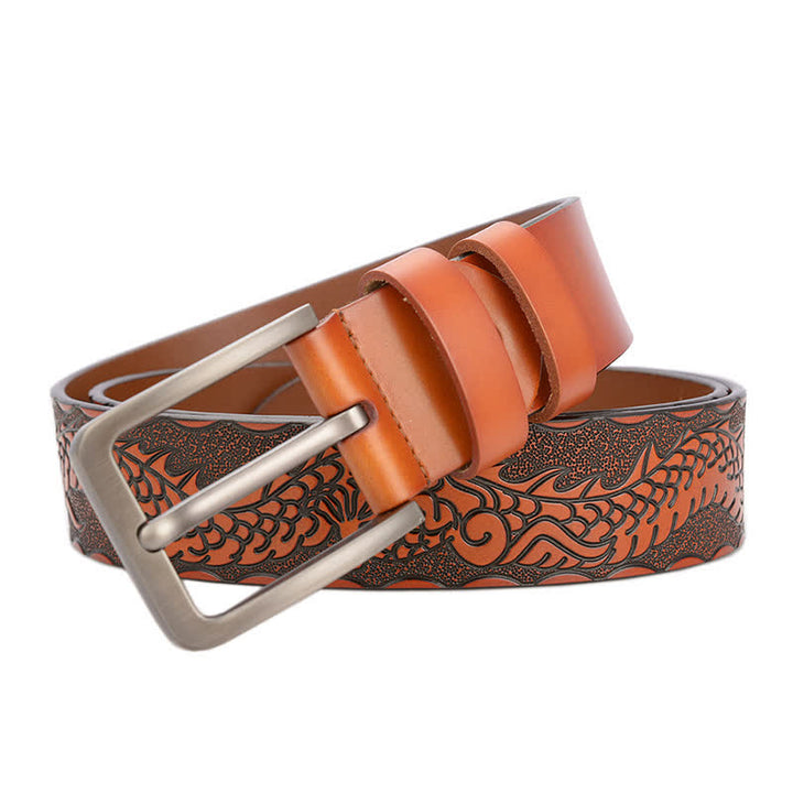 Men's Punk Dragon Embossed Pattern Leather Belt - image 2