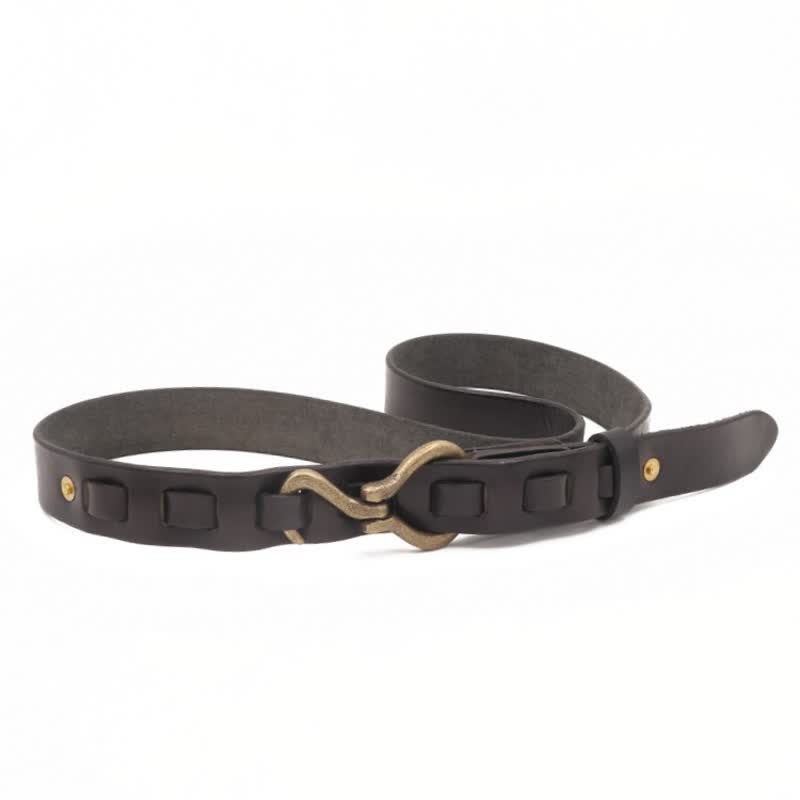 Men's Heavy Duty Retro Hook Buckle Cavalry Leather Belt - image 9