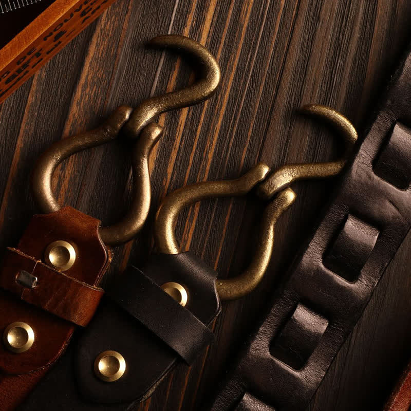Men's Heavy Duty Retro Hook Buckle Cavalry Leather Belt - image 4