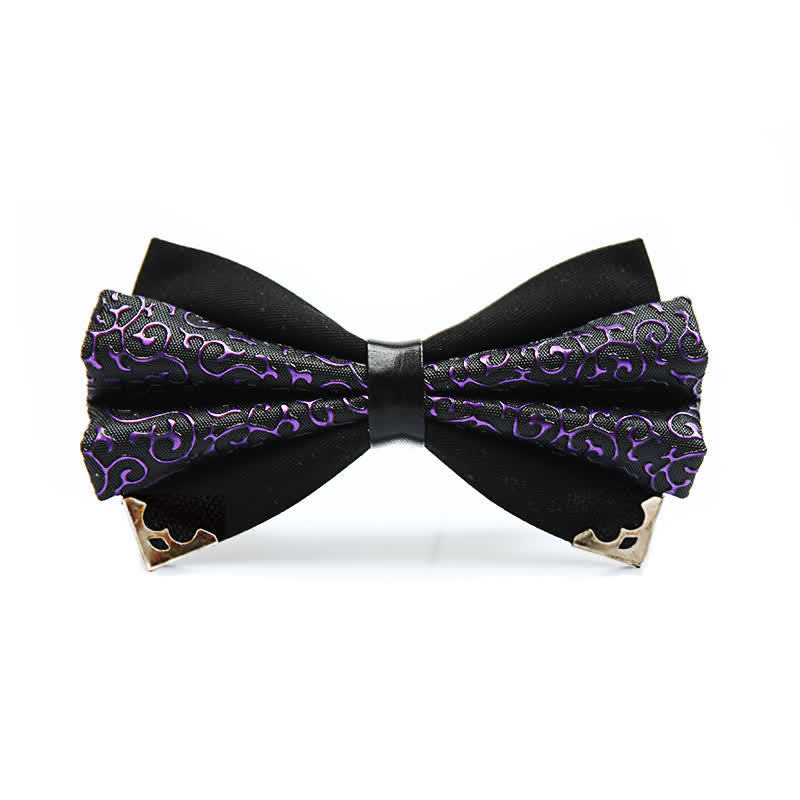 Men's Moire Pattern Double Layer PU Golden Tipped Bow Tie - Style #1 - image 0