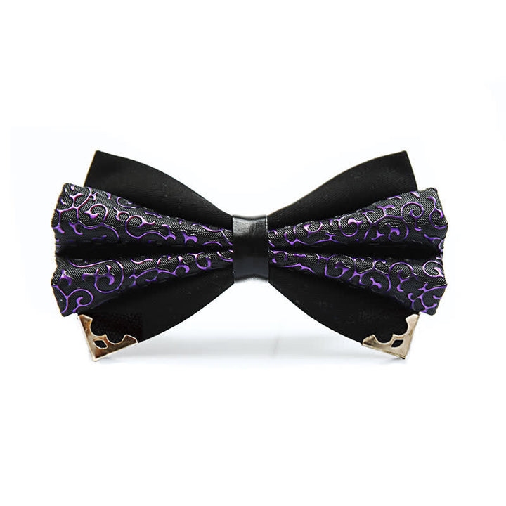 Men's Moire Pattern Double Layer PU Golden Tipped Bow Tie - Style #1 - image 0