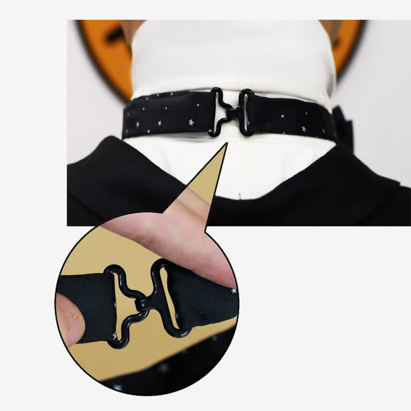 Men's White Stars Double Layered Black Bow Tie - image 5