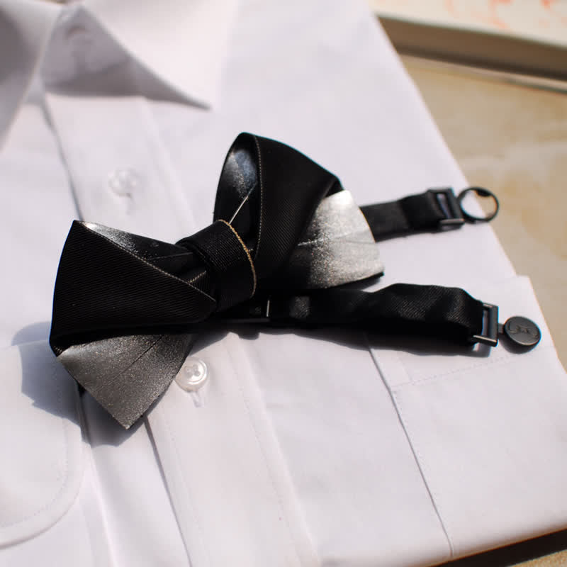 Men's Gradient Black & White Feather Design Bow Tie - image 4