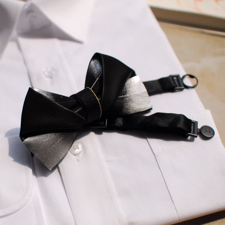 Men's Gradient Black & White Feather Design Bow Tie - image 4