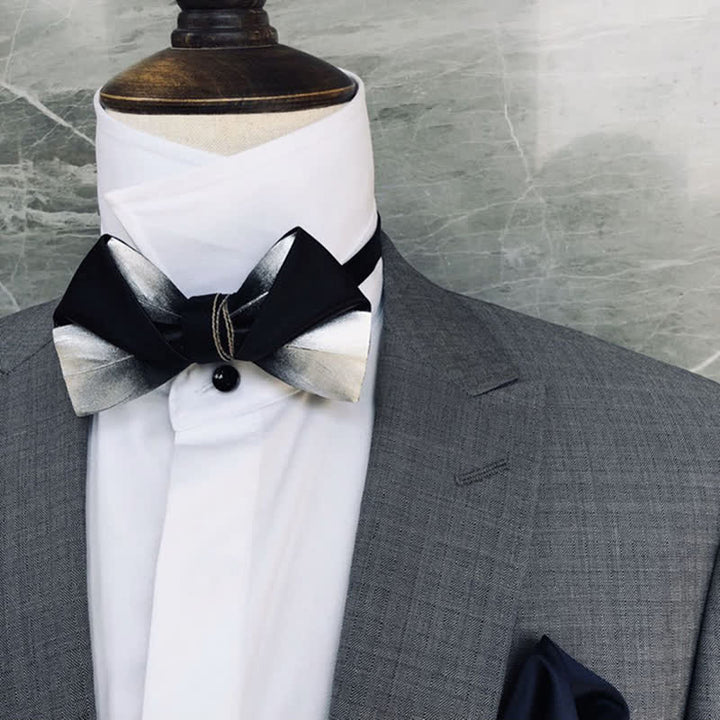 Men's Gradient Black & White Feather Design Bow Tie - image 1