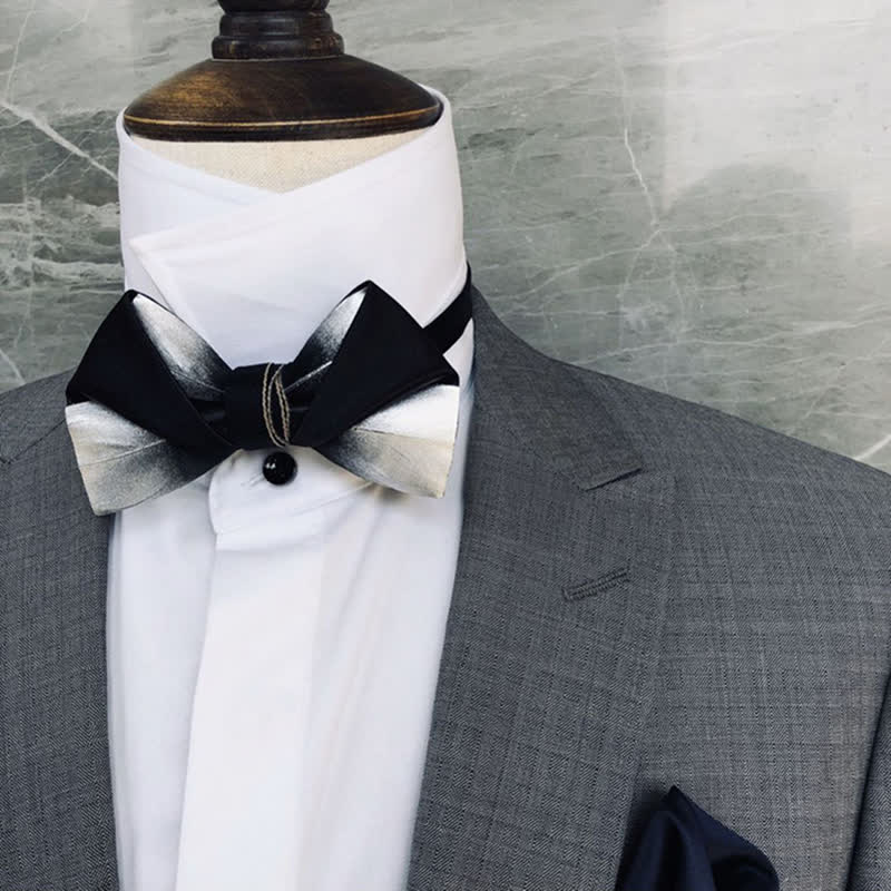 Men's Gradient Black & White Feather Design Bow Tie - image 1