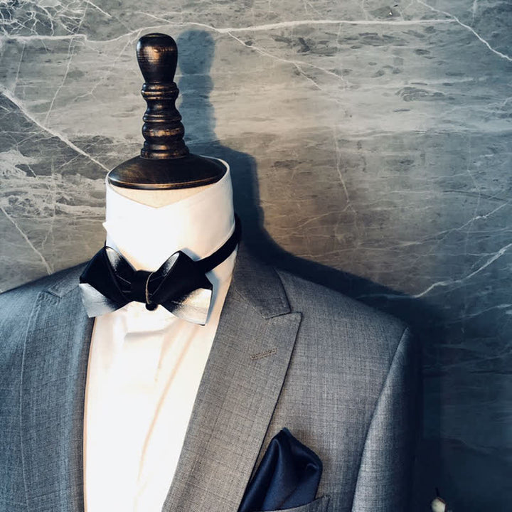 Men's Gradient Black & White Feather Design Bow Tie - image 2