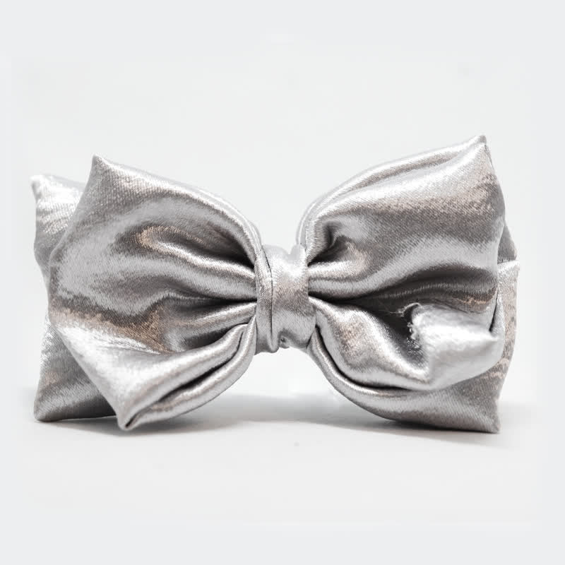 Men's Cool Future Metallic Silver Double Layers Bow Tie - image 4