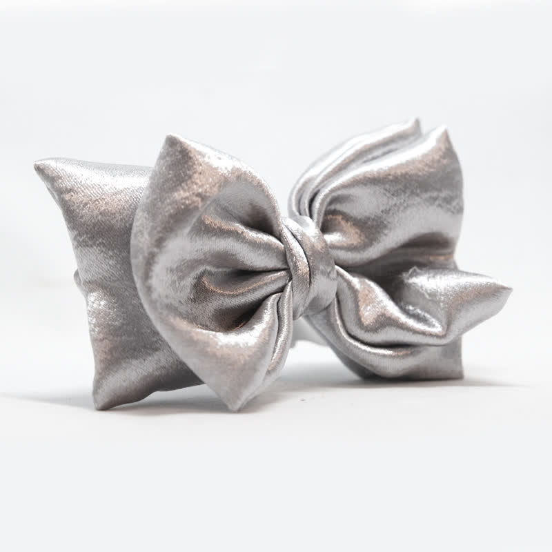 Men's Cool Future Metallic Silver Double Layers Bow Tie - image 6