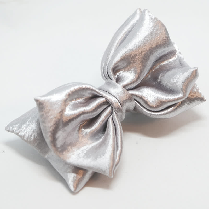Men's Cool Future Metallic Silver Double Layers Bow Tie - image 5