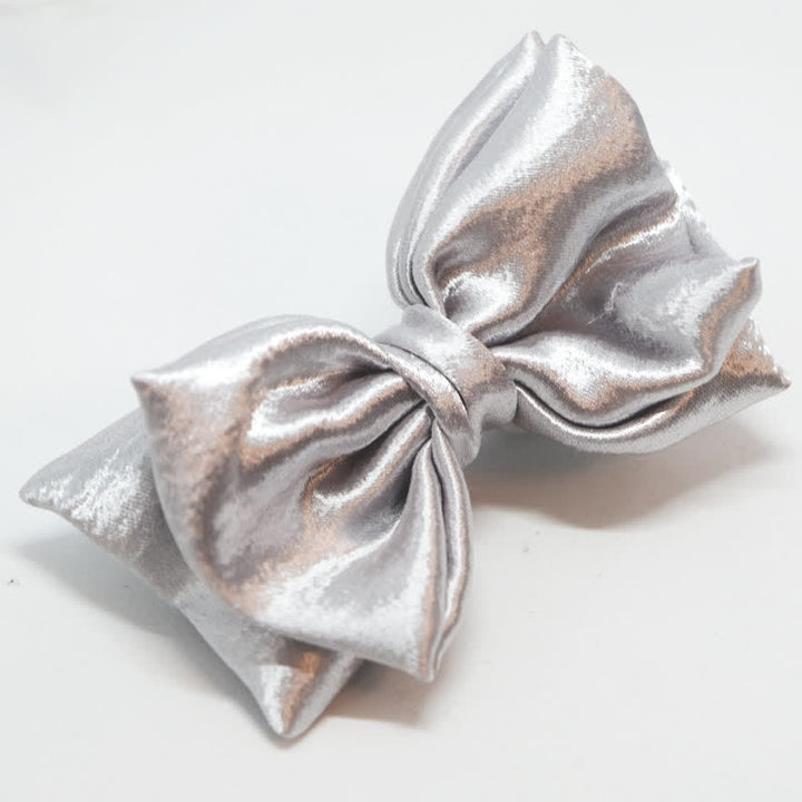 Men's Cool Future Metallic Silver Double Layers Bow Tie - image 5