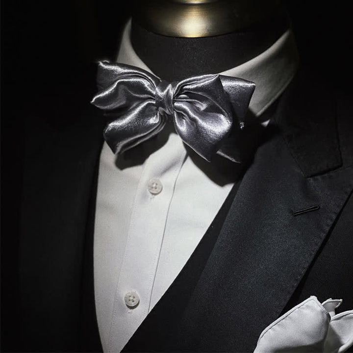 Men's Cool Future Metallic Silver Double Layers Bow Tie - image 3