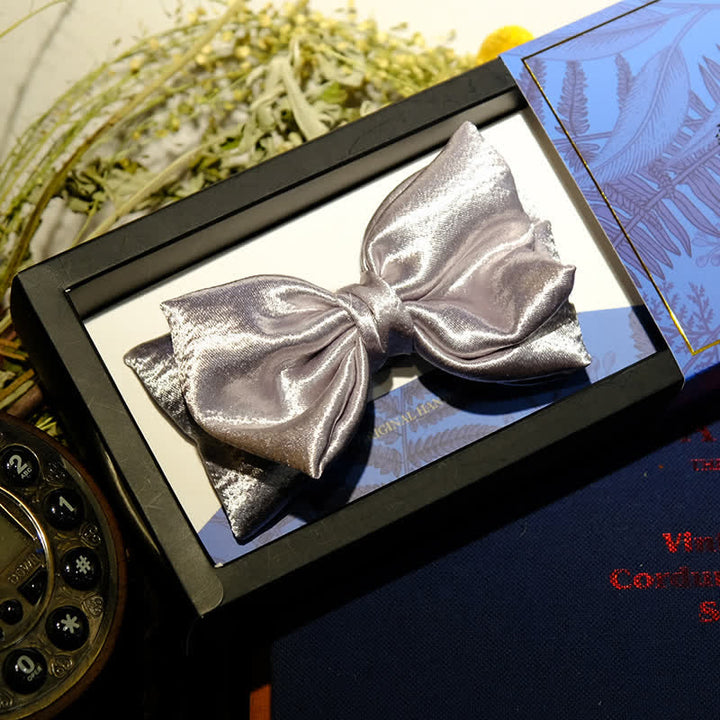 Men's Cool Future Metallic Silver Double Layers Bow Tie - image 1