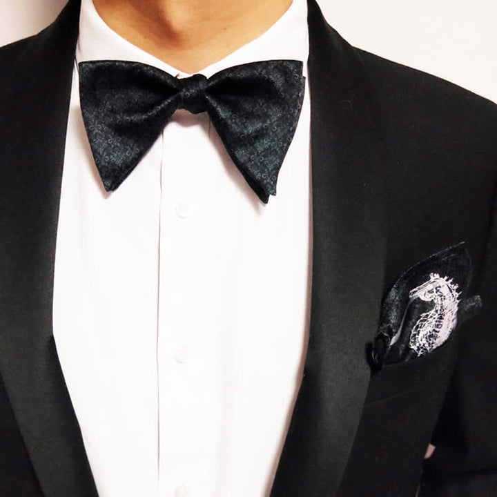 Men's Vintage Baroque Printed Oversized Pointed Bow Tie - image 0
