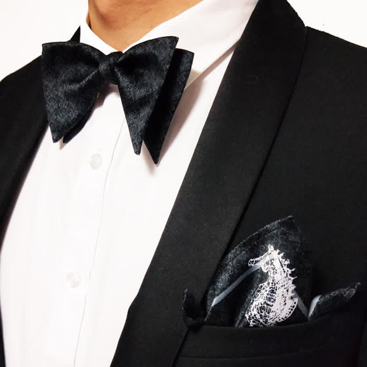 Men's Vintage Baroque Printed Oversized Pointed Bow Tie - image 3