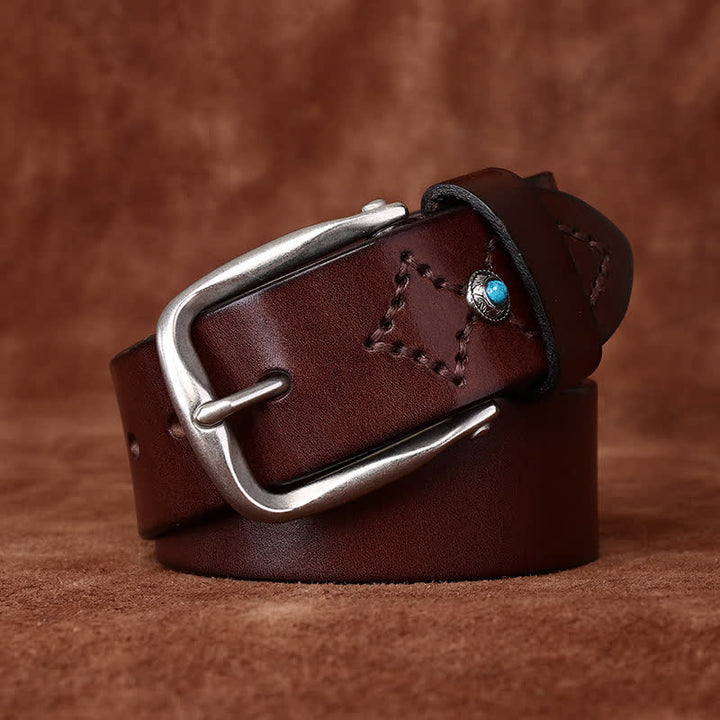 Classic Beaded Embellishments Trendy Leather Belt - image 2