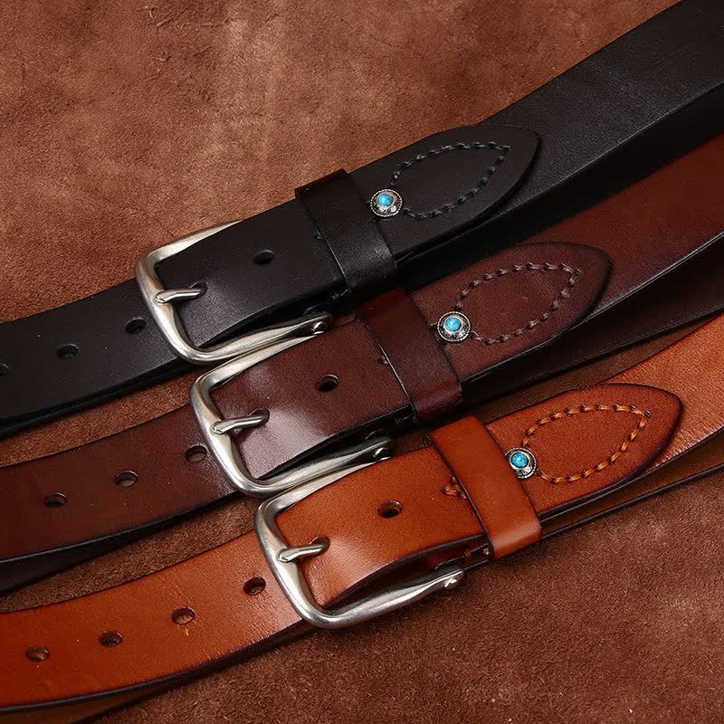 Classic Beaded Embellishments Trendy Leather Belt - image 1