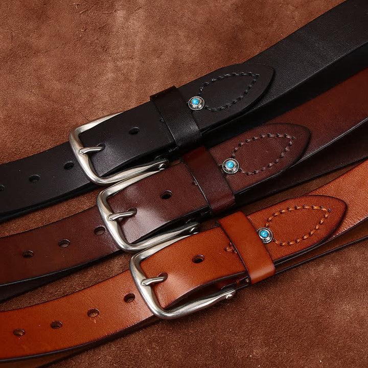 Classic Beaded Embellishments Trendy Leather Belt - image 1