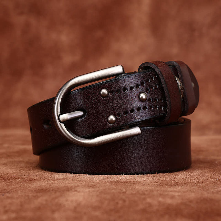 Metal Rivet Fashionable Casual Slim Leather Belt - image 9