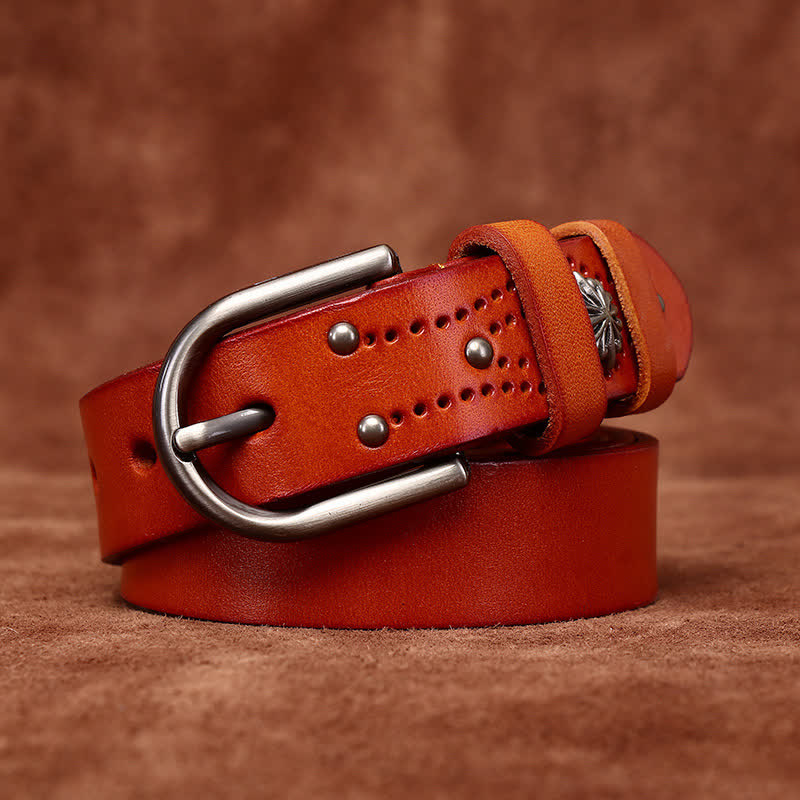 Metal Rivet Fashionable Casual Slim Leather Belt - image 12