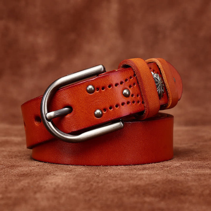 Metal Rivet Fashionable Casual Slim Leather Belt - image 12