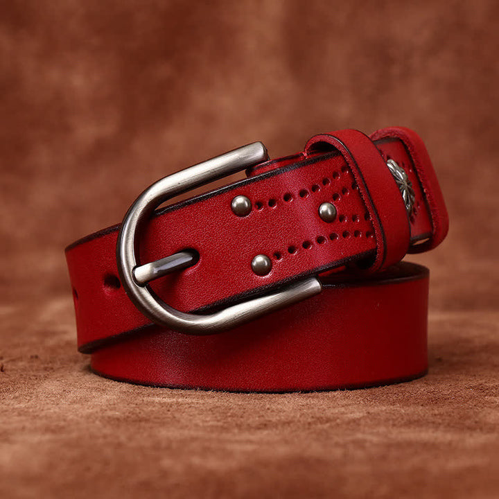 Metal Rivet Fashionable Casual Slim Leather Belt - image 15