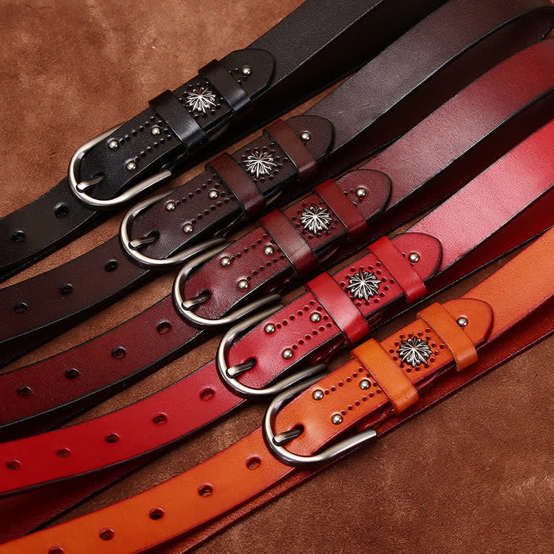 Metal Rivet Fashionable Casual Slim Leather Belt - image 1